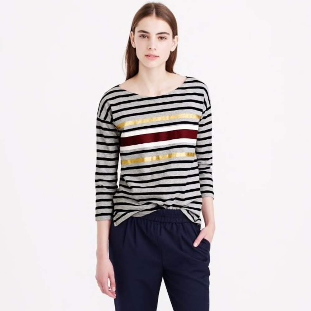 J. crew foil strip tee small